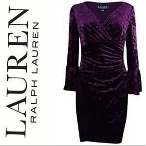 Ralph Lauren Velvet Wrap Bell Sleeve Dress